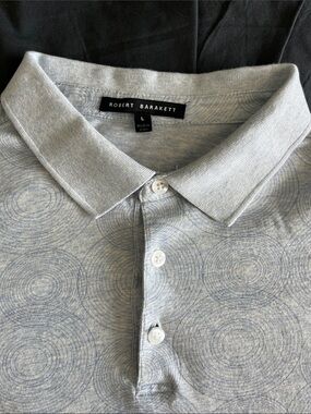 Robert Barakett Men's Light Blue Gray Polo with Subtle Circular Print